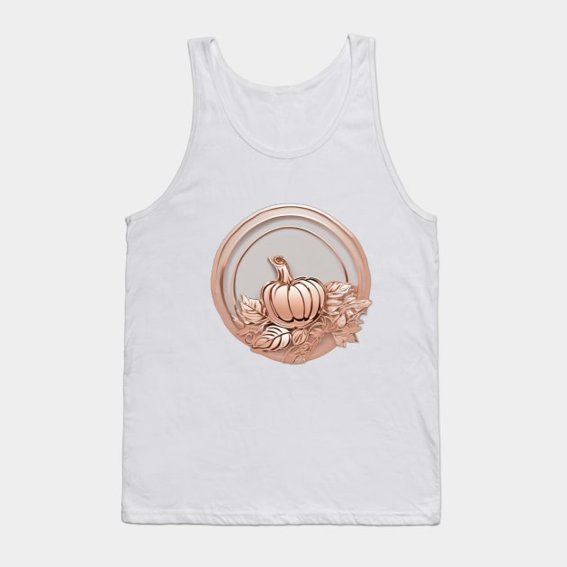 Elegant Rose Gold Pumpkin and Leaves Emblem No. 586 Tank Top by cornelliusy